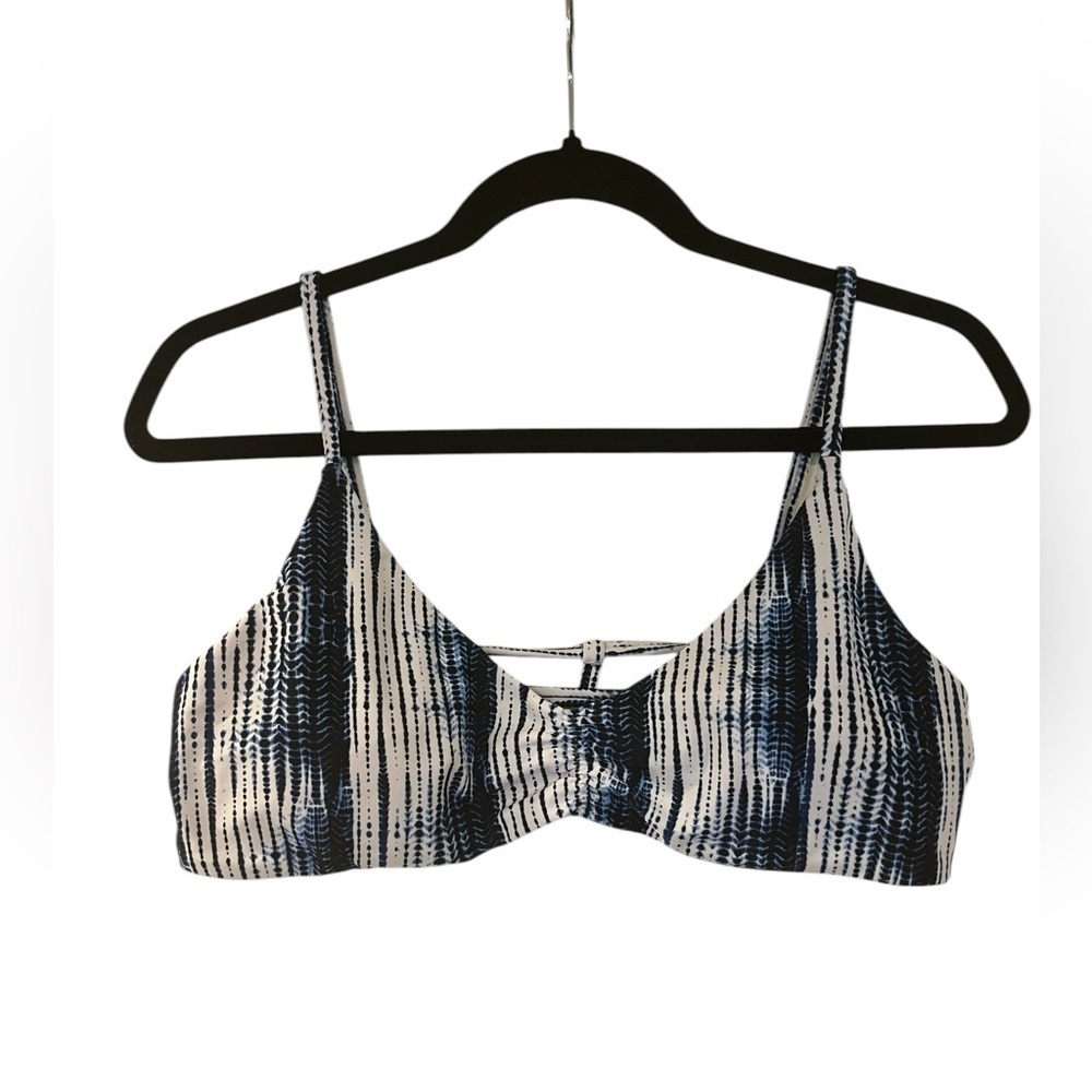 Raisins Blue and White Striped Bikini Top XL